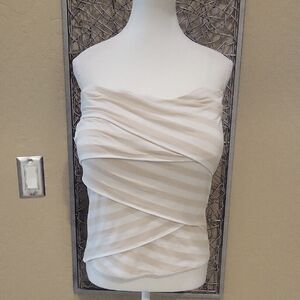 White House Black Market White and Tan Tube Top